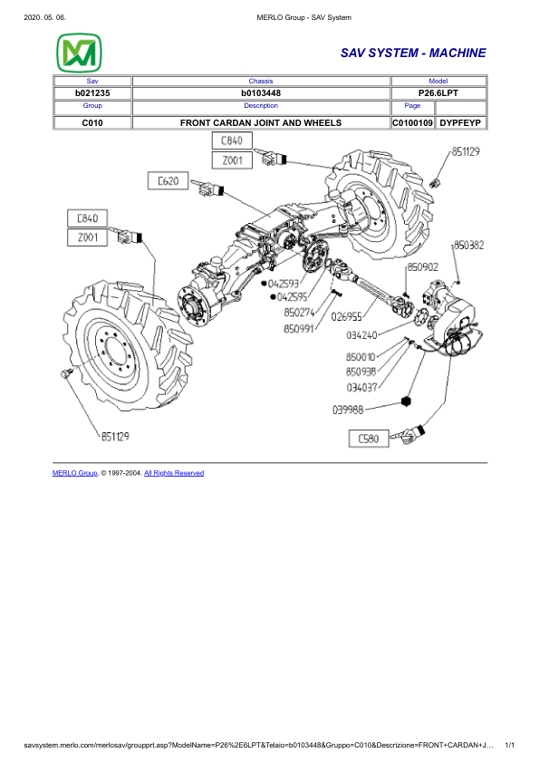 Merlo P26.6 LPT Telehandler Parts Catalog - Image 3