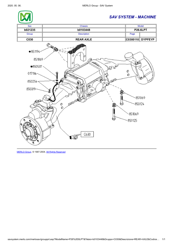 Merlo P26.6 LPT Telehandler Parts Catalog - Image 7