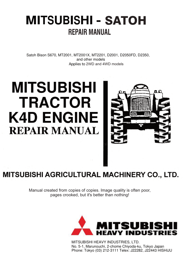 Mitsubishi K4D Engine Repair Manual - Image 2