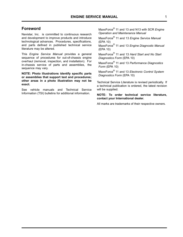 Navistar MaxxForce 11 MaxxForce 13 Engine Service Manual EPA10 - Image 6