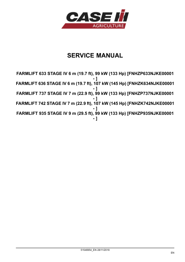 New Holland Farmlift 633 636 737 742 935 Stage IV Telescopic Handler Service Manual - Image 3
