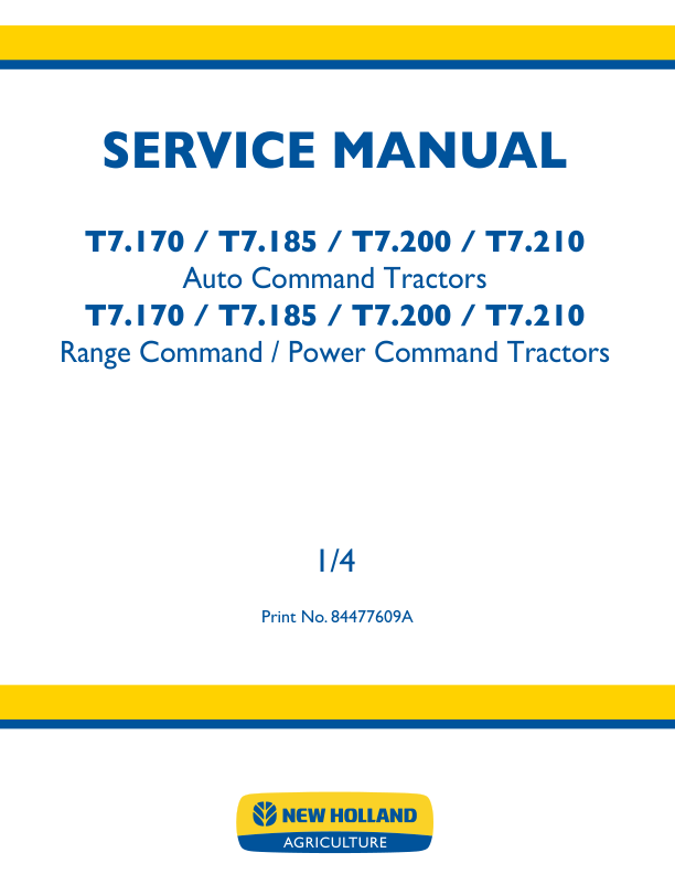 New Holland T7.170 T7.185 T7.200 T7.210 Auto Command Tractors Service Manual - Image 3