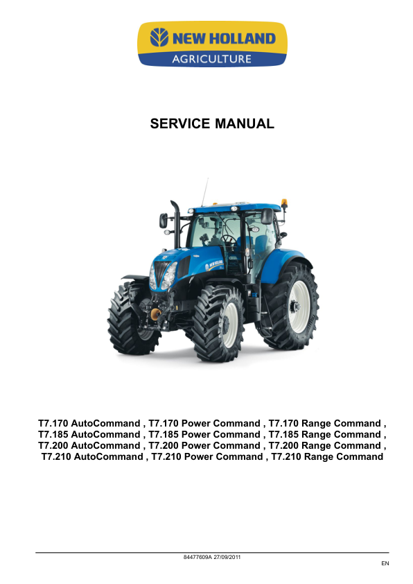 New Holland T7.170 T7.185 T7.200 T7.210 Auto Command Tractors Service Manual - Image 2