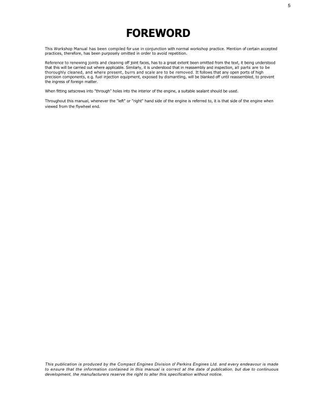 Perkins 100 Series 103-06 103-09 103-10 M25 M30 Engines Workshop Manual - Image 5