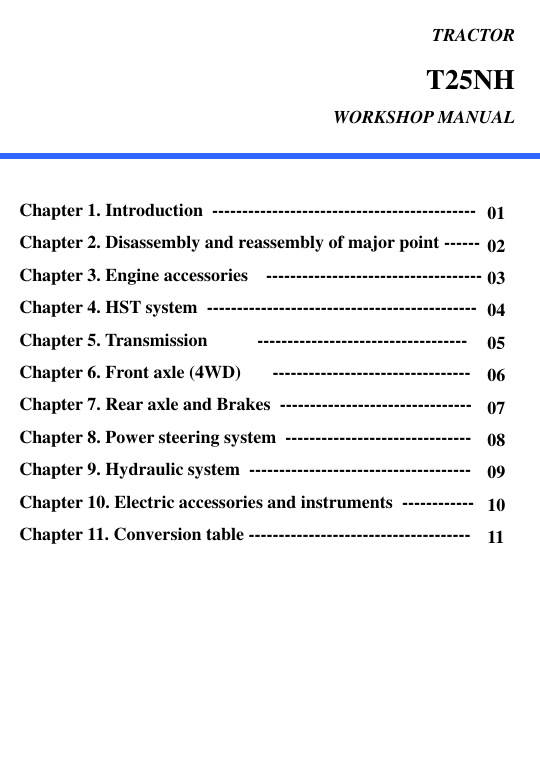 TYM T25NH Tractor Workshop Manual - Image 3