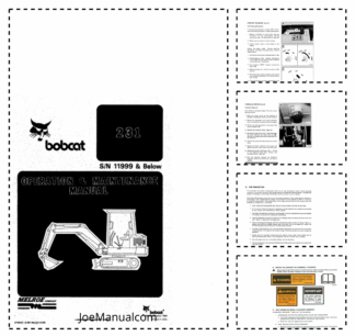 Bobcat 231 Excavator Operation and Maintenance Manual 11999