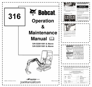 Bobcat 316 Excavator Operation and Maintenance Manual 5228 5229