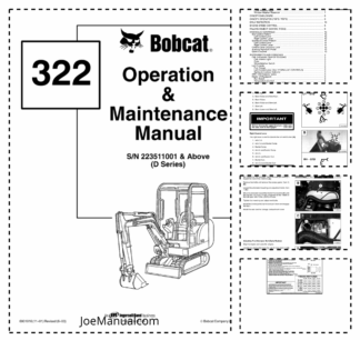 Bobcat 322 Excavator Operation and Maintenance Manual 223511001