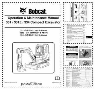 Bobcat 331 331E 334 Excavator Operation and Maintenance Manual 2343 2344 4345