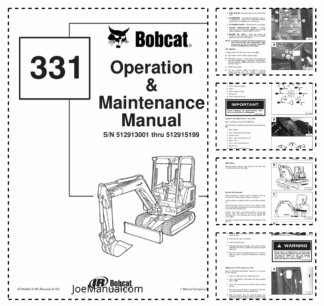 Bobcat 331 Excavator Operation and Maintenance Manual 512913001-512915199