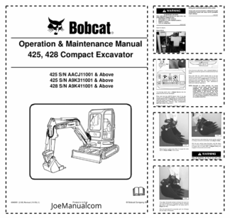 Bobcat 425 428 Excavator Operation and Maintenance Manual AACJ A9K3 A9K4
