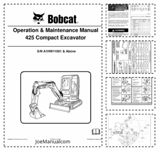 Bobcat 425 Excavator Operation and Maintenance Manual A1HW11001
