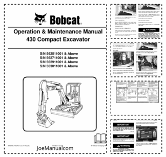 Bobcat 430 Excavator Operation and Maintenance Manual 5625 5627 5629 5630