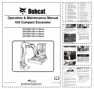 Bobcat 435 Excavator Operation and Maintenance Manual 5626 5628 5631 5632