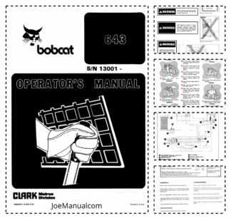 Bobcat 643 Skidsteer Loader Operation and Maintenance Manual 13001