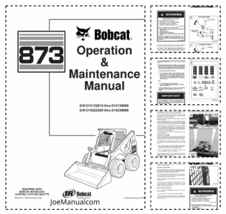 Bobcat 873 Skidsteer Loader Operation and Maintenance Manual