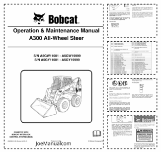 Bobcat A300 Skidsteer Loader Operation and Maintenance Manual A5GW19999 A5GY19999