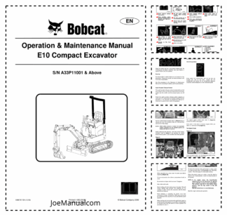 Bobcat E10 Excavator Operation and Maintenance Manual A33P