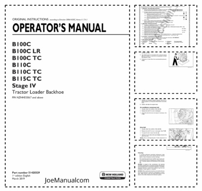 Case B100C B100C LR B100C TC B110C B110C TC B115C TC Tractor Loader ...