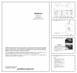 Doosan DS300LCA Excavator Service Manuals 5001 and Up