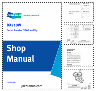 Doosan DX210W Excavator Workshop Manual 5766 and Up