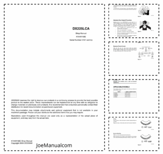 Doosan DX225LCA Excavator Workshop Manual 5187 and Up