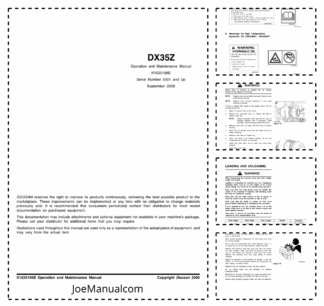 Doosan DX35Z Excavator Operation and Maintenance Manual 5001 and Up