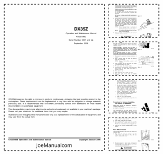 Doosan DX35Z Mini Excavator Operation and Maintenance Manual 5001 and Up