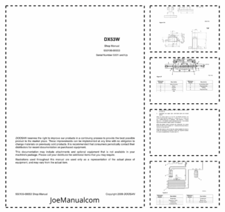 Doosan DX53W Wheeled Excavator Service Manual 5001 and Up