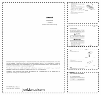 Doosan DX60R Mini Excavator Workshop Manual 5001 and Up