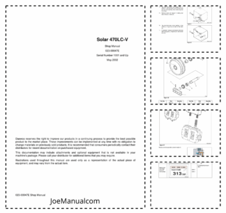 Doosan Solar 470LC-V Excavator Workshop Manual 1001 and Up
