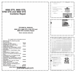 John Deere 9560 STS 9660 STS 9760 STS 9860 STS Combine Repair Technical Manual TM2181