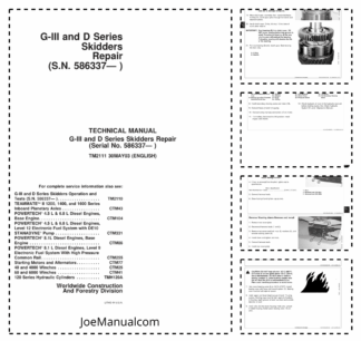 John Deere G-III D Series Skidders Repair Technical Manual TM2111