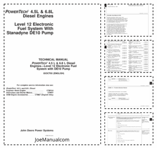 John Deere PowerTech 4.5L 6.8L Diesel Engines Level 12 Electronic Fuel System Stanadyne DE10 Pump