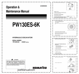 Komatsu PW130ES-6K Excavator Operation Maintenance Manual K35001 and up