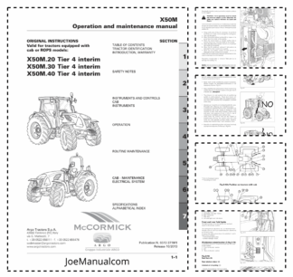 McCormick X50M.20 X50M.30 X50M.40 Tractor Operators Manual