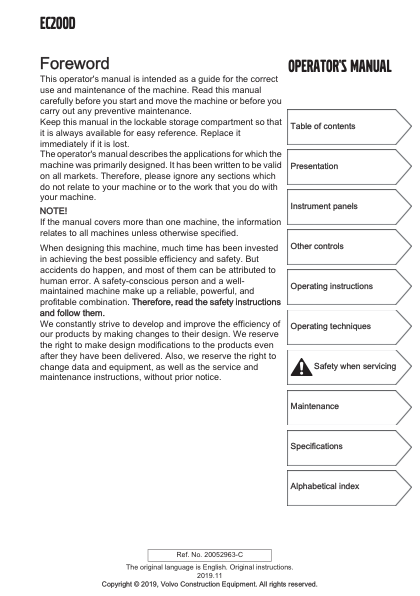 Volvo EC200D Excavator Operators Manual SN 240001-310000 - Image 4