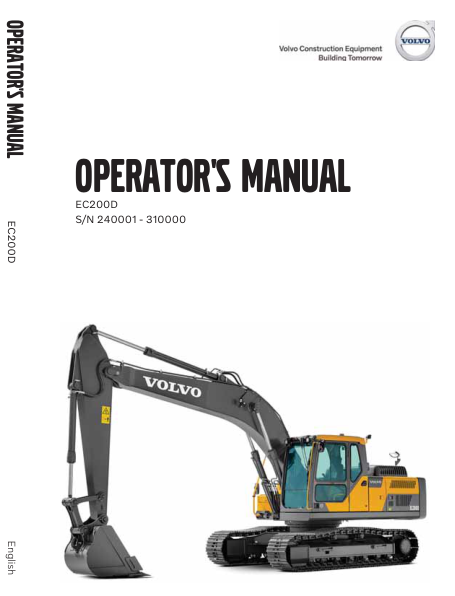 Volvo EC200D Excavator Operators Manual SN 240001-310000 - Image 2