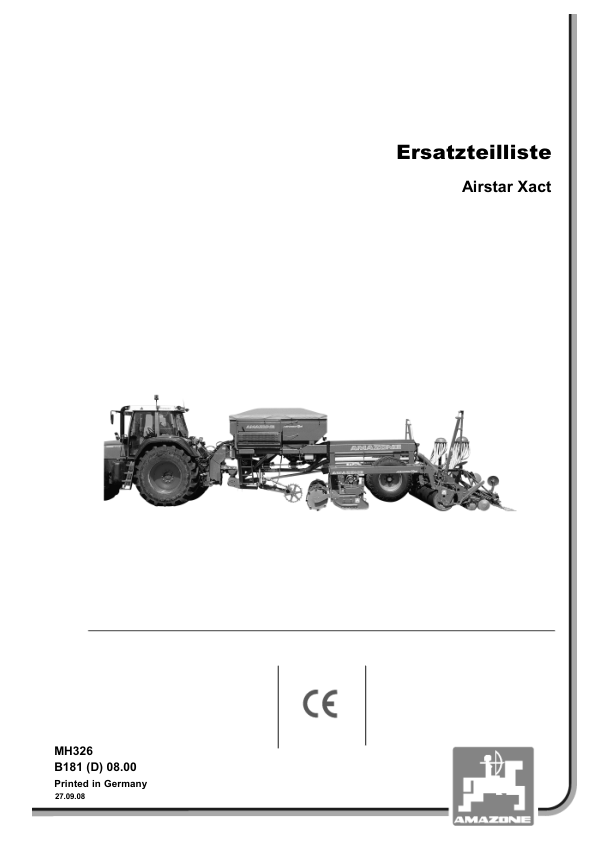 Amazone P 4300 Airstar Xact Seed Drill Spare Parts Catalogue DE - Image 2