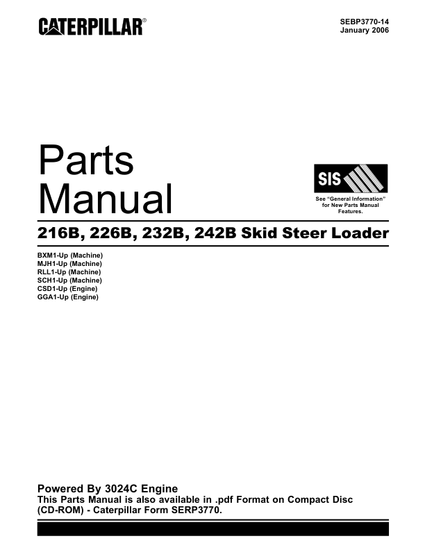 CAT 216B 226B 232B 242B Skidsteer Parts Manual - Image 2