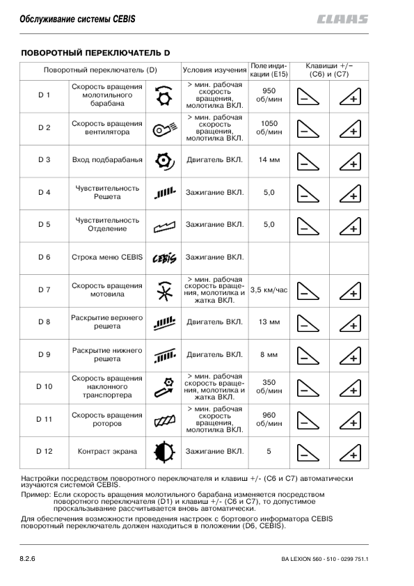 Claas Lexion 510 520 530 540 540C 550 560 CEBIS System Operators Manual RU - Image 8