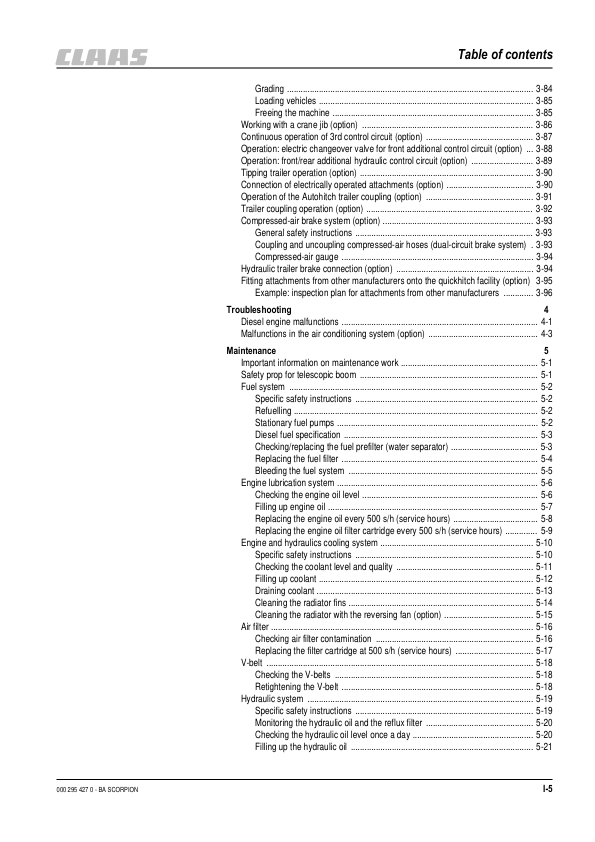 Claas Scorpion 6030 7030 7040 7045 Telehandlers Operators Manual - Image 7