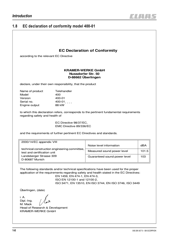Claas Scorpion 6030 7030 7040 7045 Telehandlers Operators Manual - Image 9