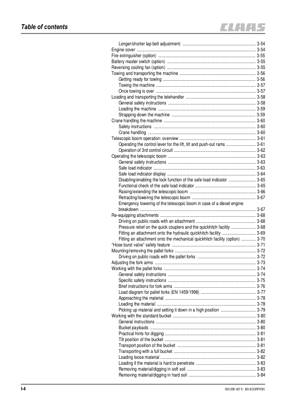 Claas Scorpion 6030 7030 7040 7045 Telehandlers Operators Manual - Image 6