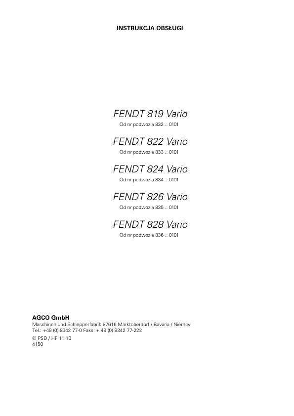 Fendt 819 822 824 826 828 Vario Tractor Operation Manual PL - Image 11