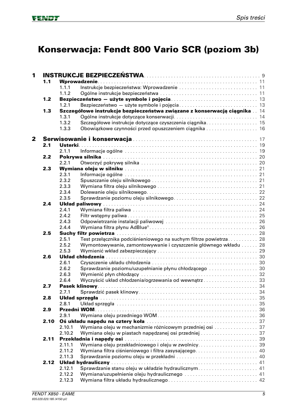 Fendt 819 822 824 826 828 Vario Tractor Operation Manual PL - Image 5