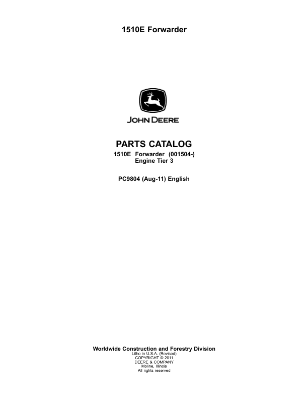 John Deere 1510E Forwarder Parts Catalog - Image 2