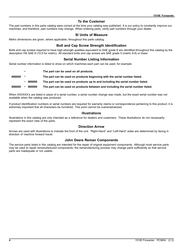 John Deere 1510E Forwarder Parts Catalog - Image 4