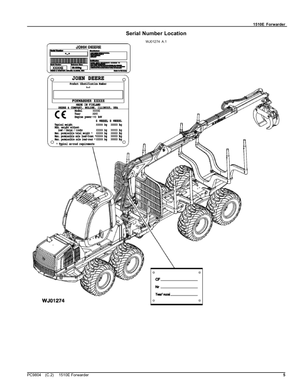 John Deere 1510E Forwarder Parts Catalog - Image 5