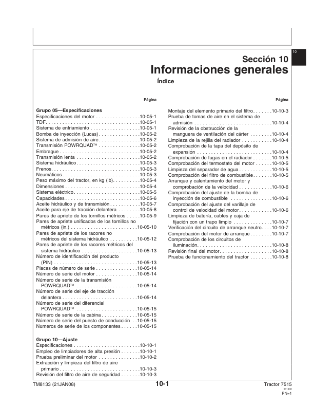 John Deere 7515 Tractors Repair Manual ES - Image 5